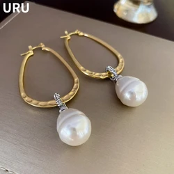 Fashion Jewelry Simulation Pearl U-Shaped Big Simulated Pearl Earrings For Women Luxury Design Sense Ear Accessories Party Gift