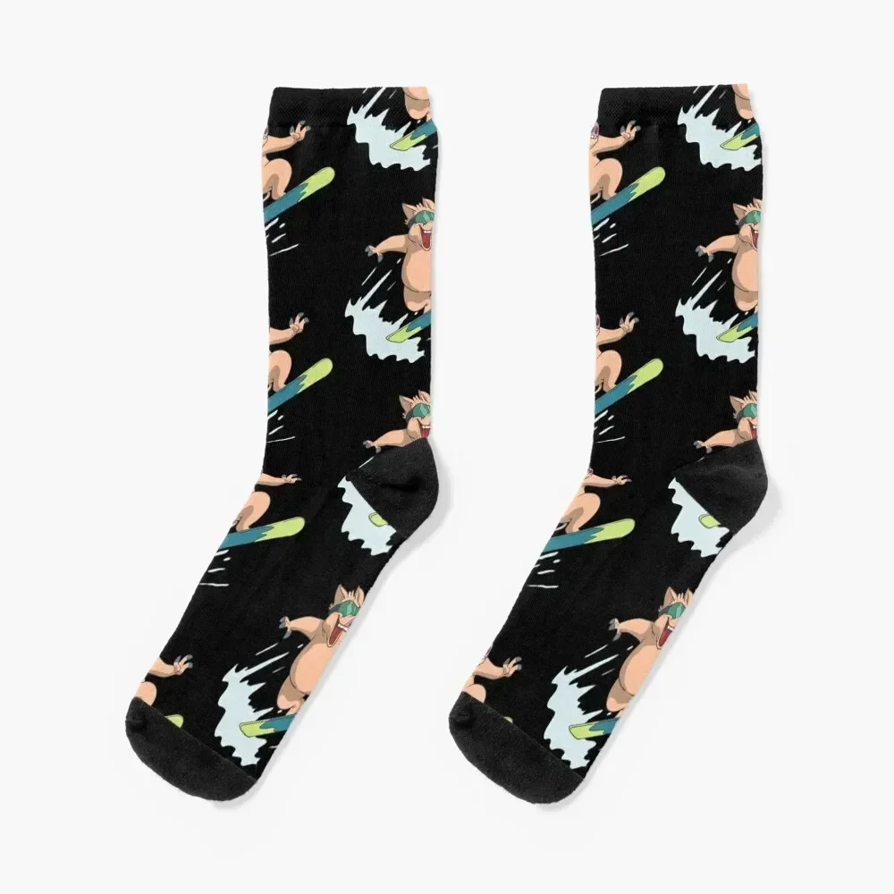 

Pig on snowboard when jumping Socks crazy Stockings compression hockey japanese fashion Socks Girl Men's