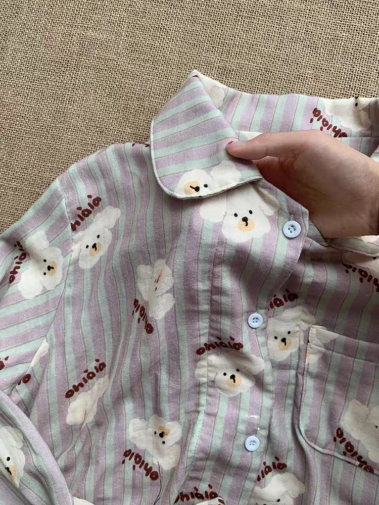 

Korean Sle Long Sve Dog Print Spwear Women's Spring Autumn New Cartoon INS Home Clothes Set Comfortable Breathable