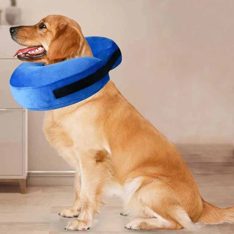 Inflatable Dog Collar Anti-bite Elizabethan Collar for Small Medium Dogs Cats Adjustable Pet Recovery Collar Accessories