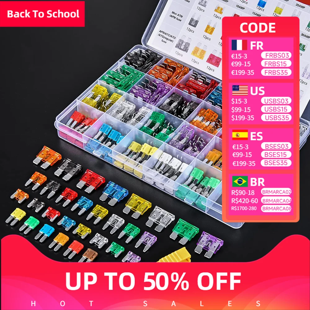 

372 шт. комплект комбинированных автомобильных предохранителей стандартный мини LP Mini Micro2 Blade Fuse ATO ATC автомобильный Грузовик RV сменный предохранитель