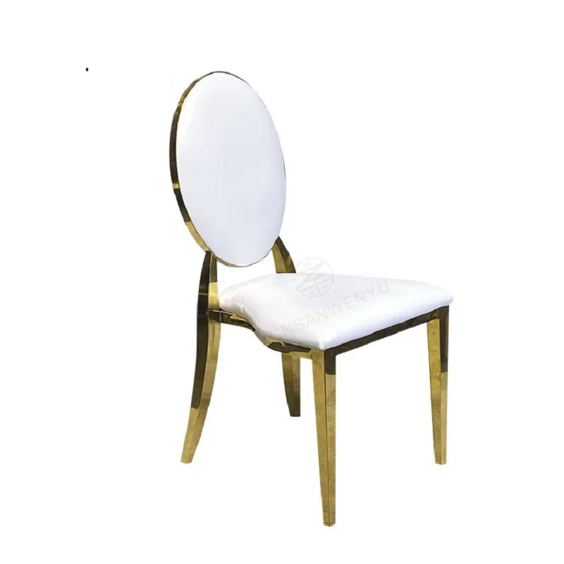 Banquet Party Event Furniture Round Back Gold Stackable Event Stainless Steel Chairs Wedding