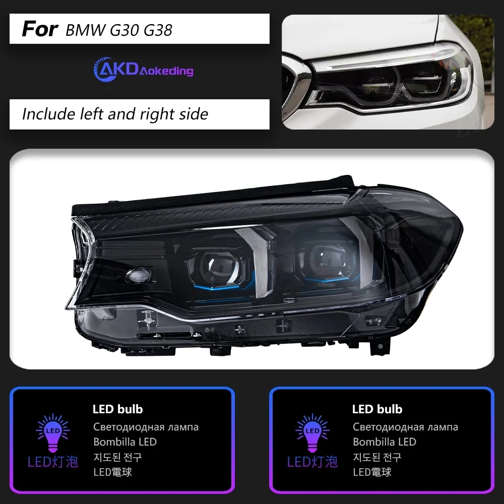 Headlights Car For BMW G30 2018-2022 G38 DRL Hella LED Bi Xenon Bulb Fog Lights Car Accessory M5 LCI 525i 530i Type Head Lamp