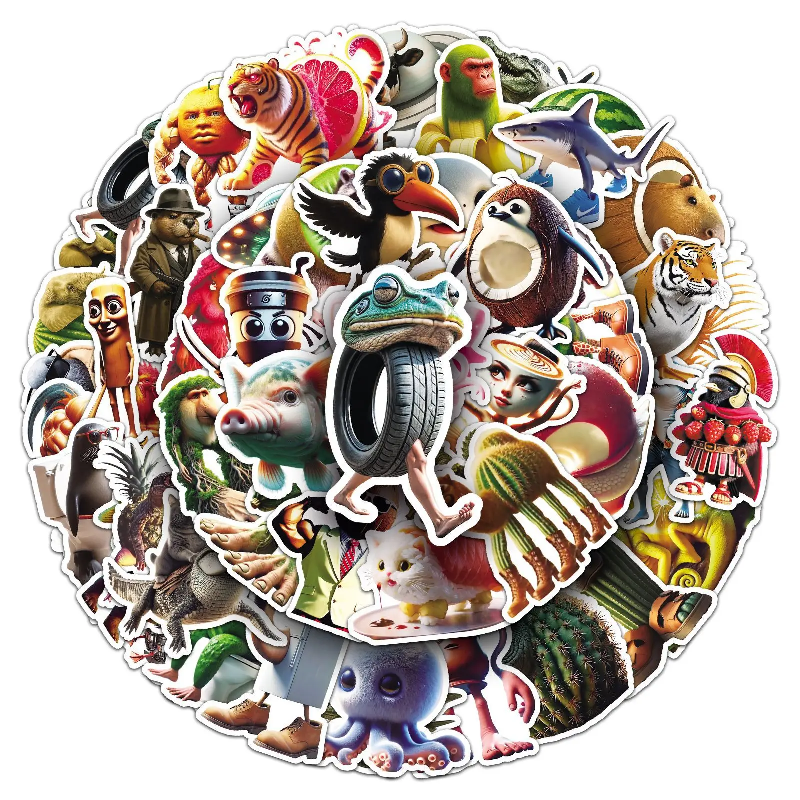 50PCS Tralalerotralala Stickers funny Tung tung sahur Bombardiro crocodilo Cartoon Personality Creative Decorative Sticker Toys