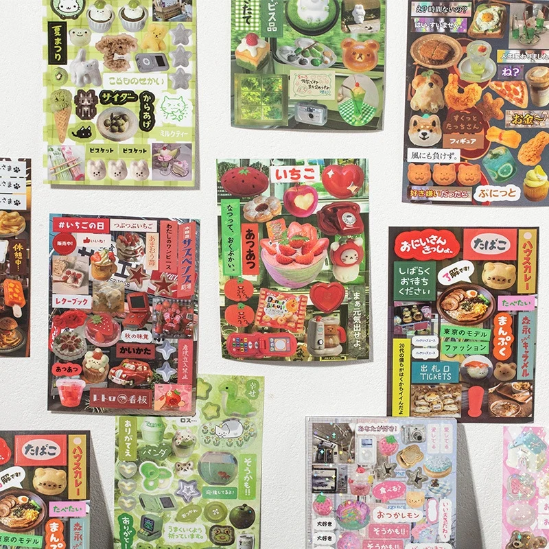 Manga Stickers, Vintage Cute Animal DIY Decals, Scrapbook Journal Decorations, Cute Stationery Handmade Gifts image 3