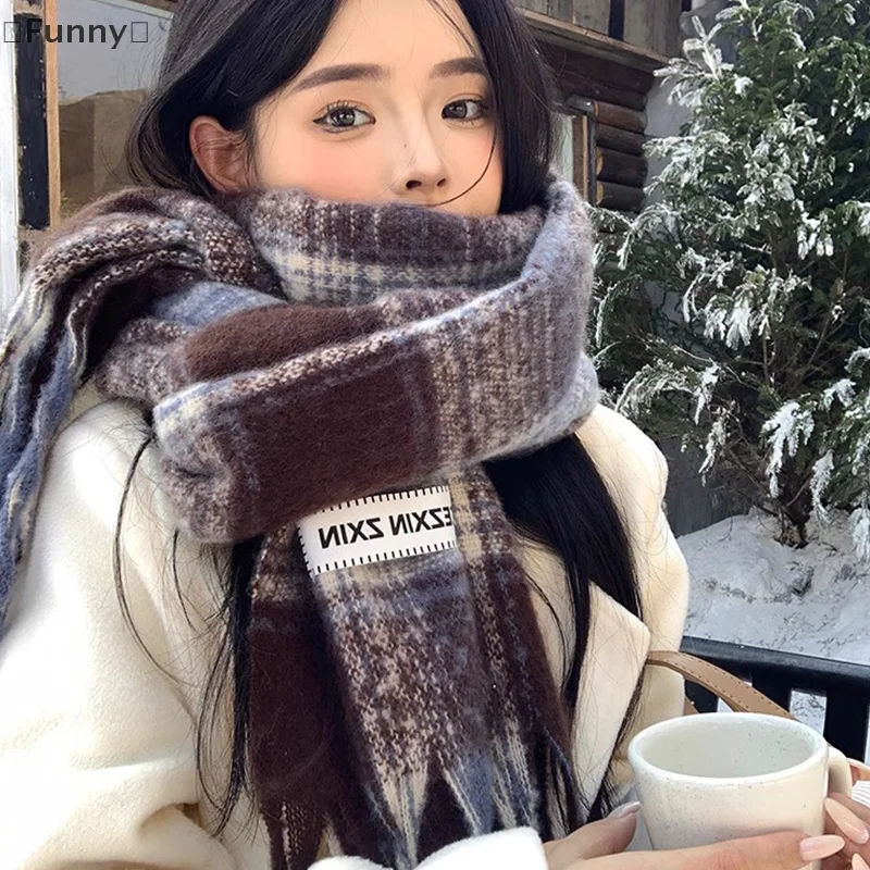 ómGrappig Sigur Nieuwe Geruite Sjaal Vrouwen Herfst En Winter Koreaanse Stijl Mode All-Match Dikke Warme Paar Sjaal