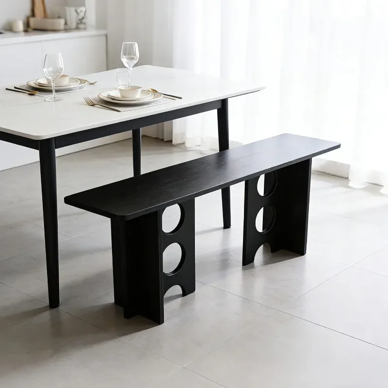 Minimalist Natural Plywood Bench with Cutout Legs, Scandinavian-Inspired Console Table for Hallways & Living Spaces