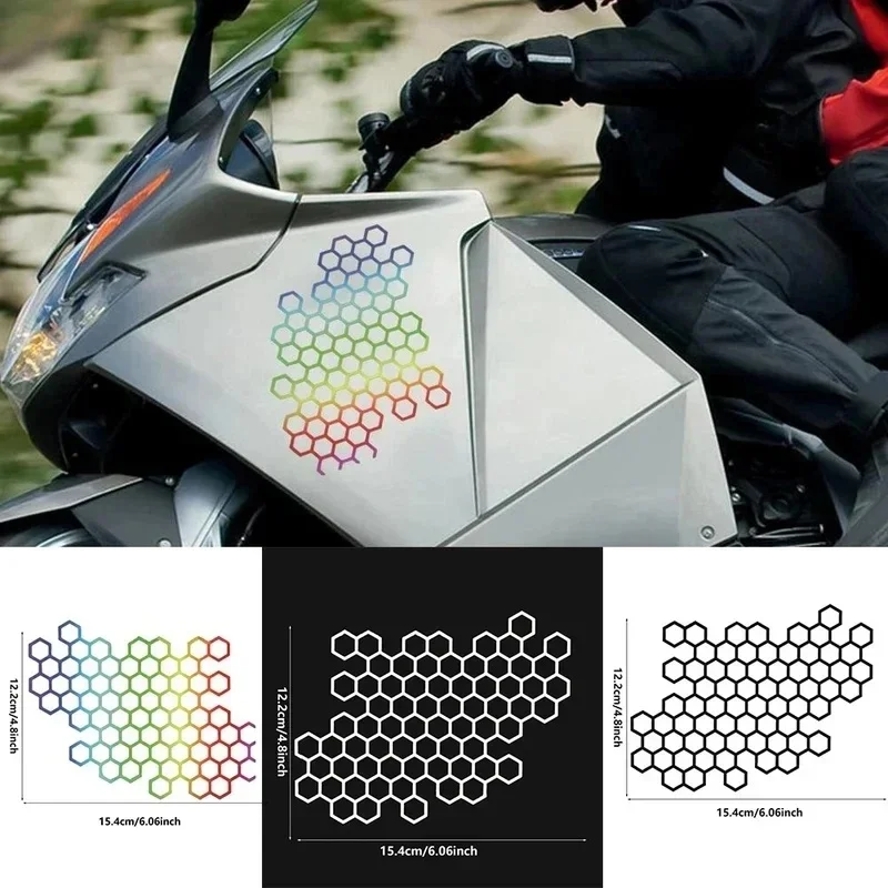 1/3/5Pcs Honeycomb Open Style Motorcycle Stickers For Auto Window Body Cool Modified Tail Lights Stickers Racing Helmet