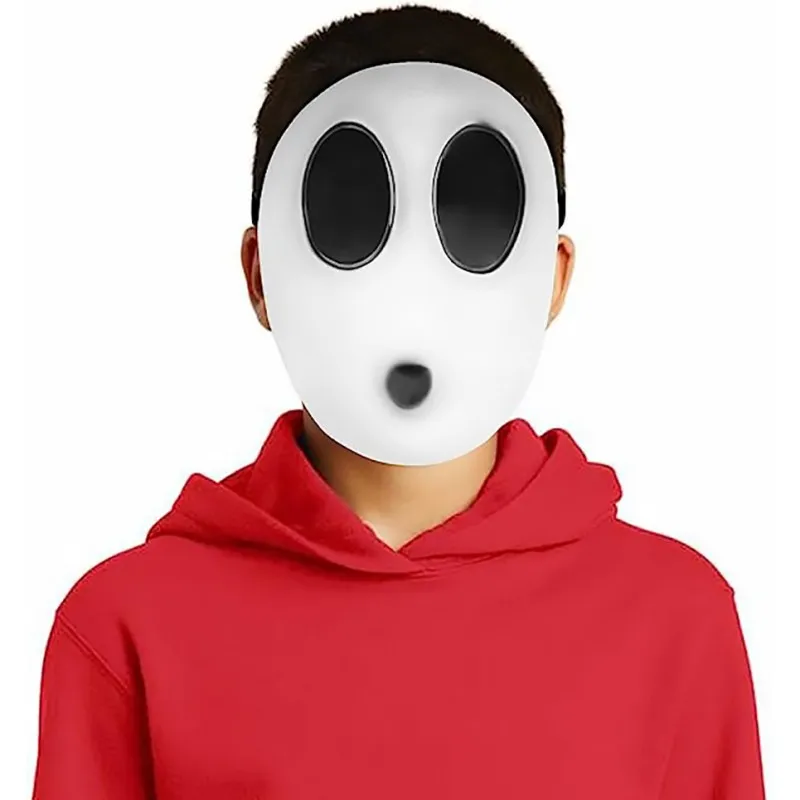 Game Super Luigi Bros Shy Guy Mask Creative Halloween Personality Cosplay Unisex  Full Face White Masquerade Accessories Prop