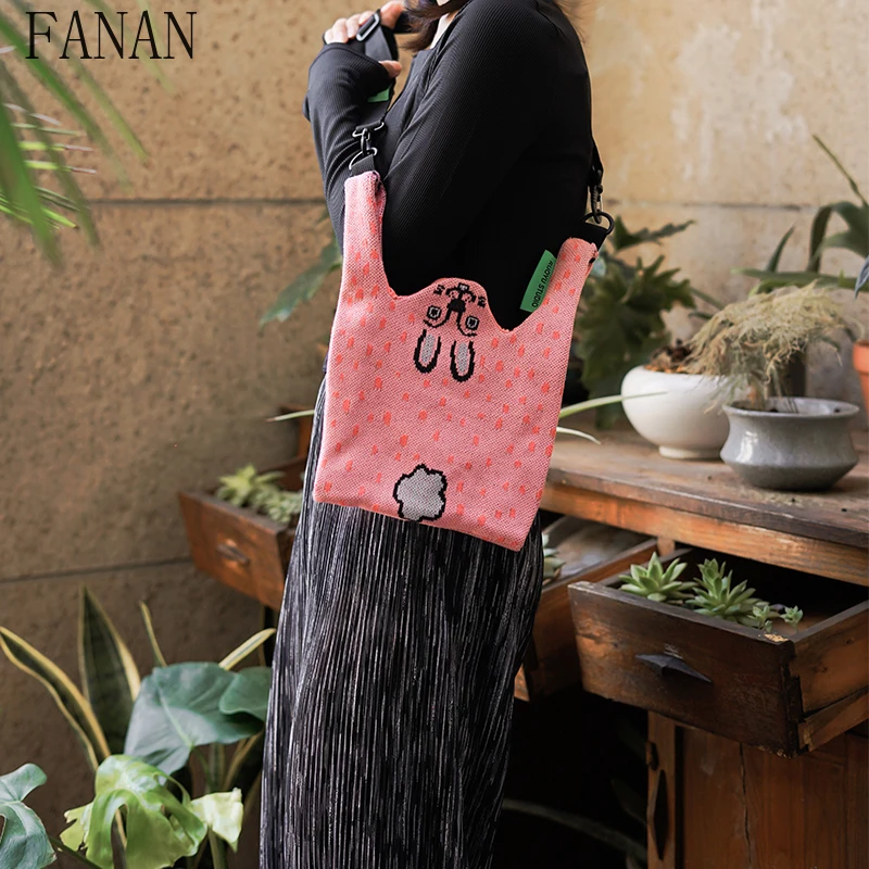 

Casual Kawaii Girl Crossbody Bags Fashion Sweet and Cute Knitted Shoulder Bag for Women 2026 New