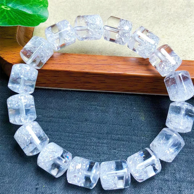 

Natural Clear Quartz Bracelet Handmade Women Healing Gemstone Crystal Strand Bangles Lovers Girlfriend 1PCS 10x12mm