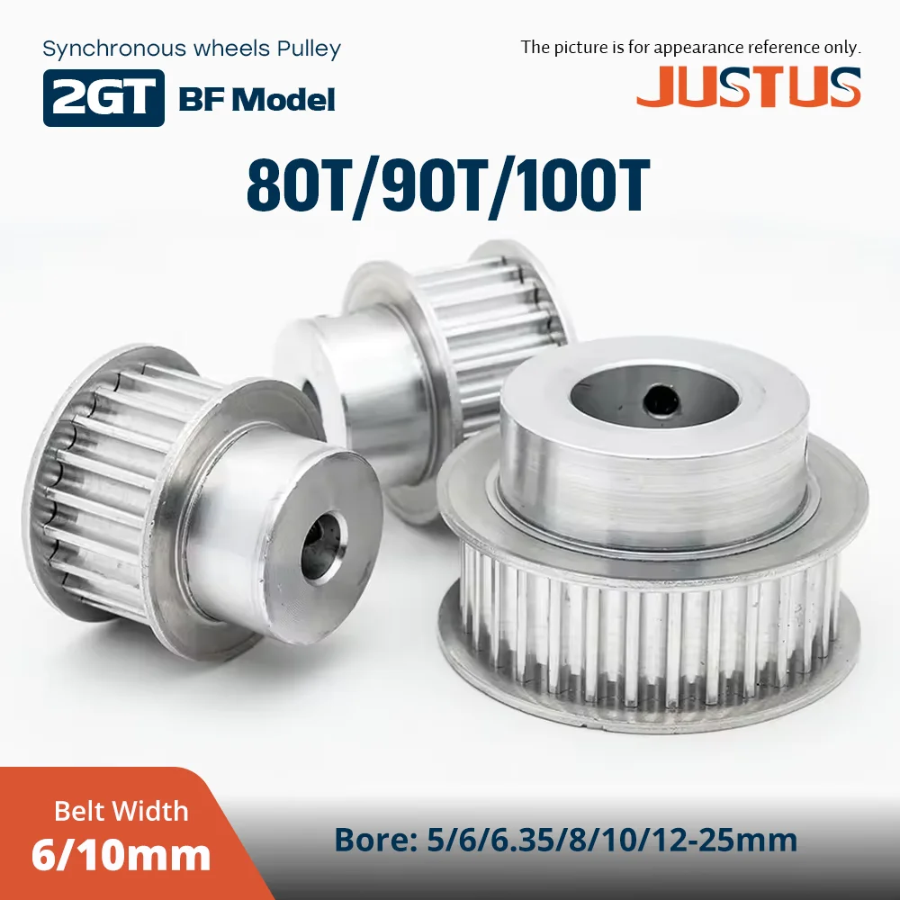 2GT 80T 90T 100T Synchronous Wheels Bore 5/6/6.35/8/10/12/12.7/14/15-25mm Width 6/10mm GT2 Timing Belt for 3D Printer Parts