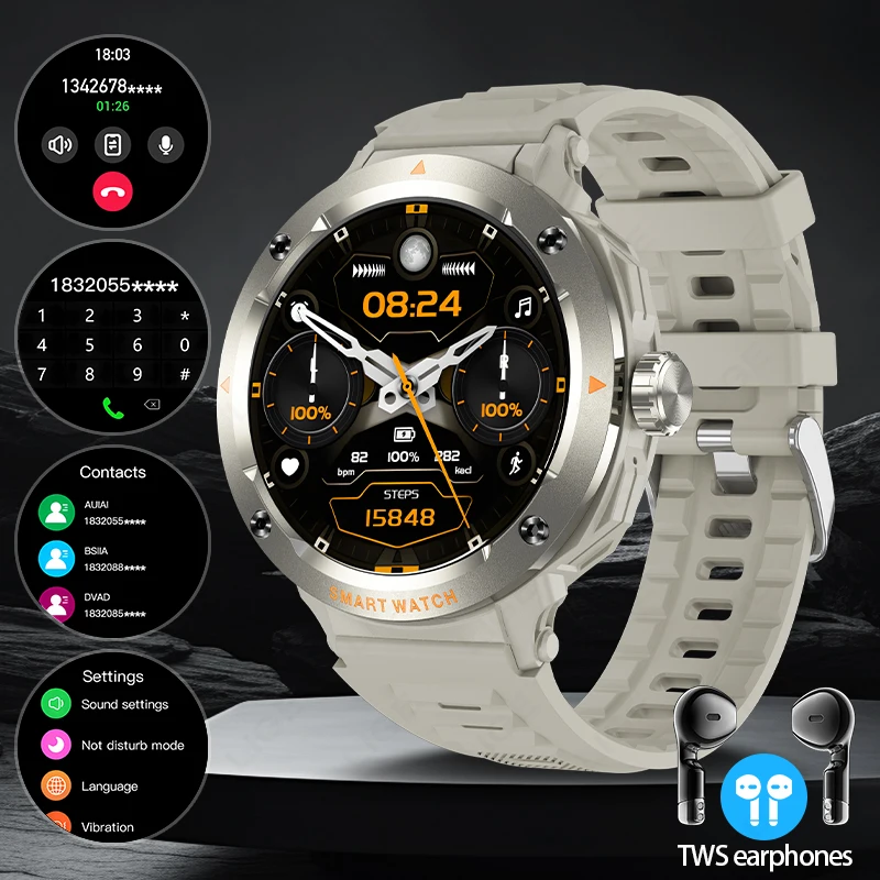 

LIGE Women Sport Fitness Heart Rate Monitoring Smart Watch Bluetooth Call Music NFC 2 In 1 TWS Headset Men Earphone Smartwatch