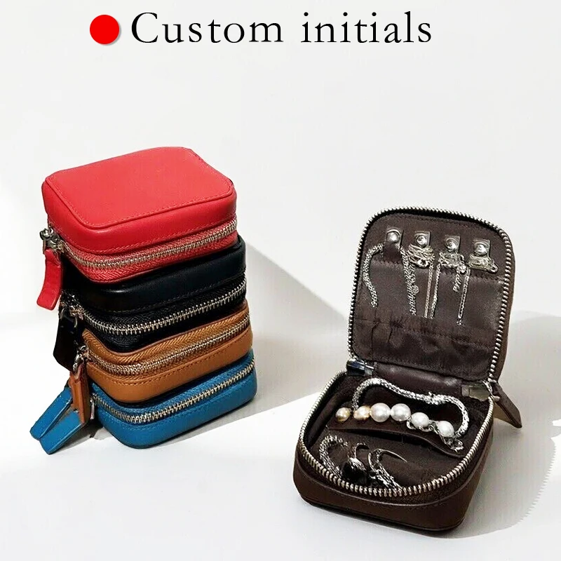 Customize Initials Leather Jewelry Box Makeup Bags For Women Luxury Designer Clutch 2027 New In Natural Cowhide Travel Organizer