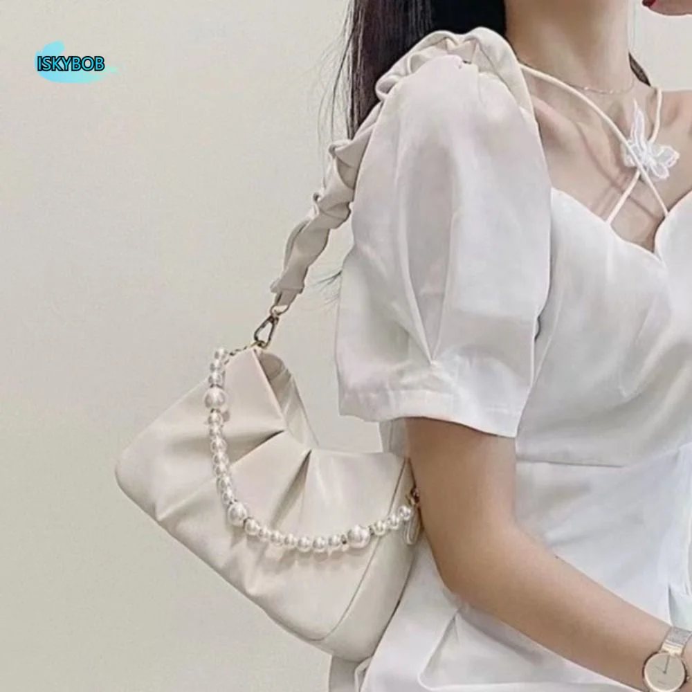 

PU Leather Solid Color Underarm Bag Carrying Large Capacity Pleated Cloud Bag Portable Lightweight Single Shoulder Wallet