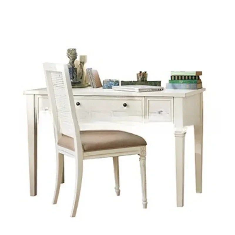 American solid wood desk furniture simple modern log oak with drawers student study table