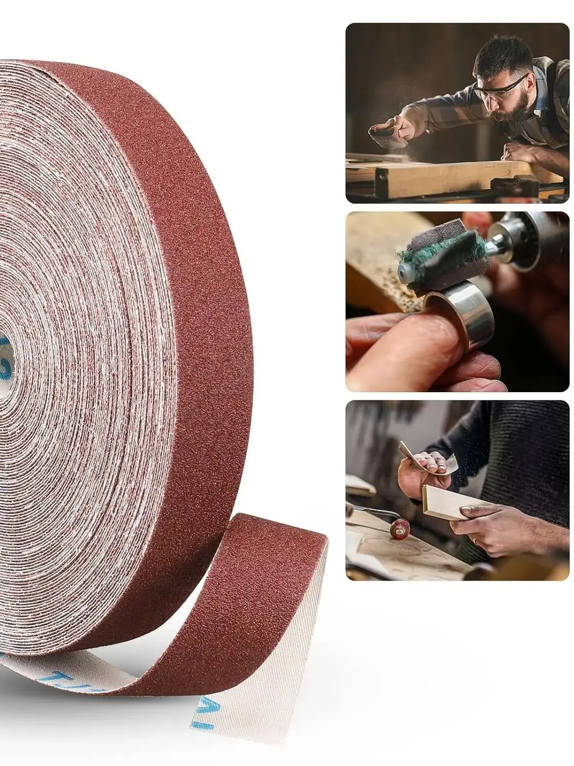 Rolki papieru ściernego 1 cal, papier ścierny w rolce (2m / 5m) odpowiedni do szlifowania drewna, polerowania metalu, detailingu samochodowego — zdjęcie 2