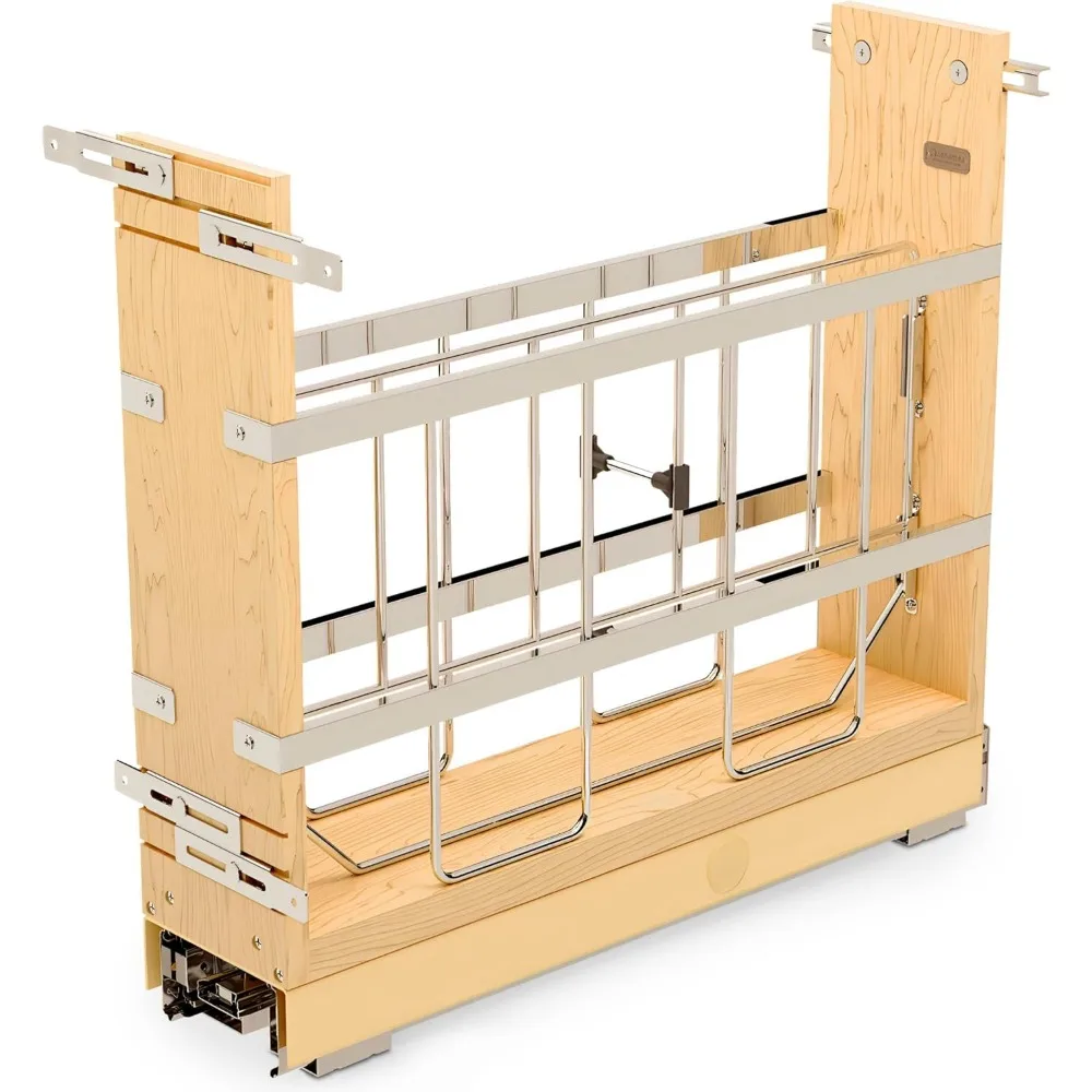 

Rev-A-Shelf 5" Pullout Wooden Bakeware Organizer Shelf for Base Kitchen Cabinets w/Soft-Close and 100 Pound Ball-Bearings, 447-B
