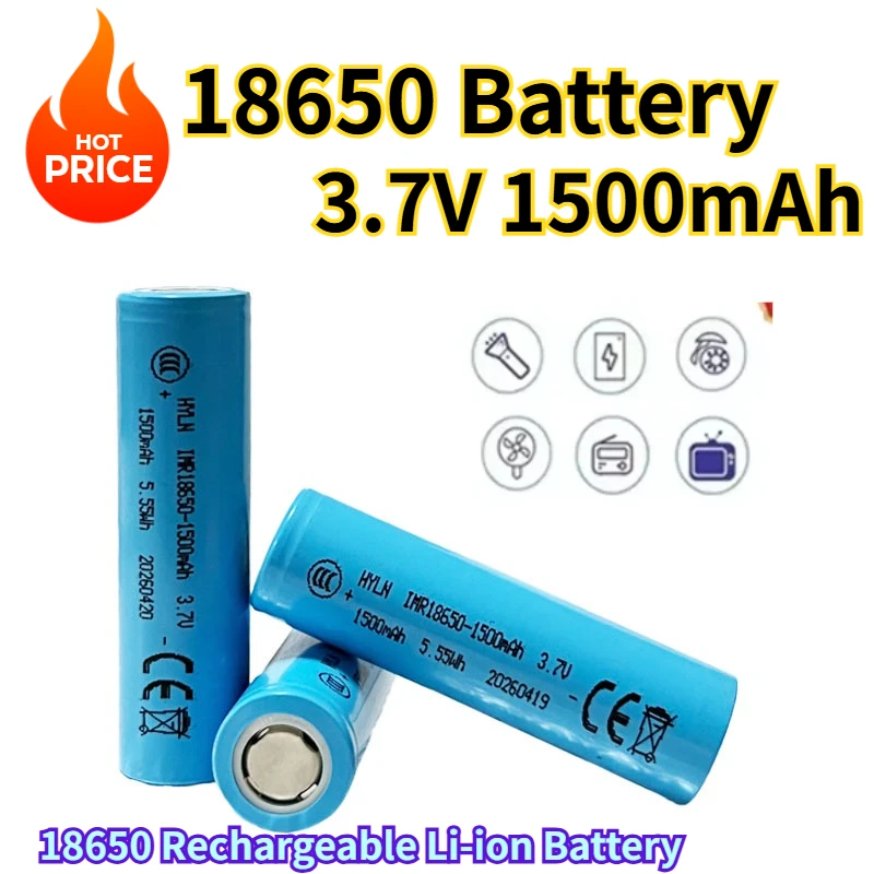 New 18650 Battery 3.7V 1500mAh Rechargeable Lithium Batteries for Mobile Phone Medical Equipment Strong Light Flashlight LED