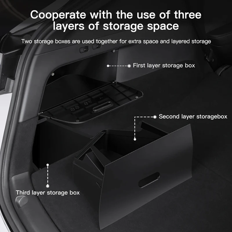 For Tesla Rear 2023 Model Y Trunk Organizer Side Storage Box Magnetic Waterproof Storage Bin Model Y Accessories