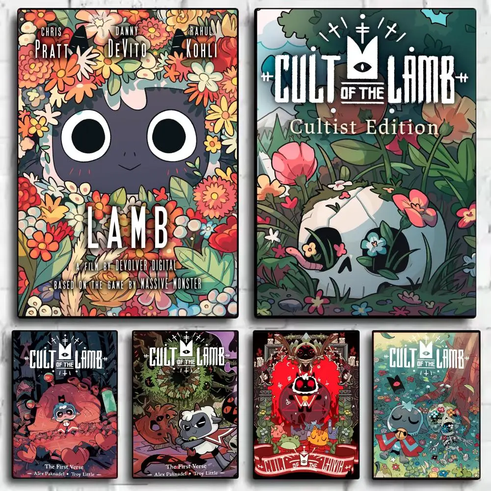 Anime C_Cult of t_The L_Lamb Game Poster Decorative Wall Art Stickers Mural Photo Print for Home Living Room Hallway Decor Gift