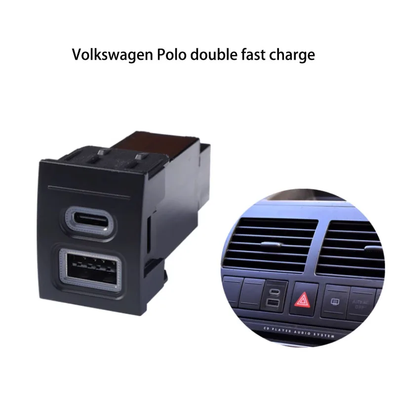 Prise de chargeur de voiture 12V/24V PD, charge rapide QC3.0, double prise de charge, adaptateur d'alimentation pour téléphone VW Volkswagen POLO 04-11, 1 pièce
