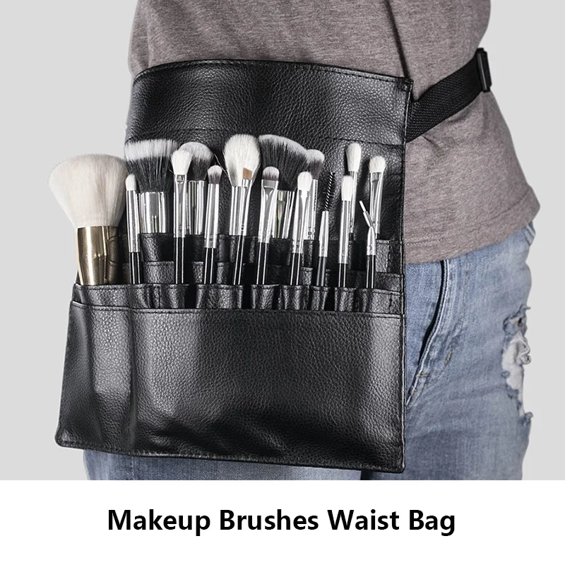 

Soft PU Makeup Artist Waist Pack - Portable Belt Bag for On-Set Makeup Brushes Professional Cosmetic Waist Bag Lightweight