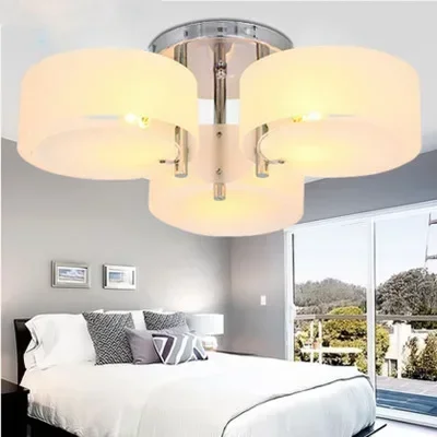 

Simple Modern LED Ceiling Chandelier Mult-Rings Acrylic Chrome Metal Lamp for Dining Room Chic Lighting