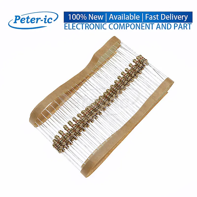(50pcs) Carbon Film Resistors 1/2W 5% 22R 2R 3.3K 3.3R 330R 33R 1K 100R 10K 10M 10R 1R Ohm Resistance