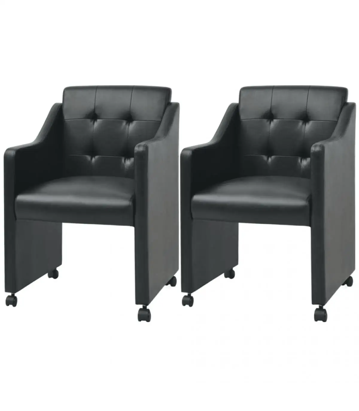 Dining chairs dining chairs 2 units black synthetic leather