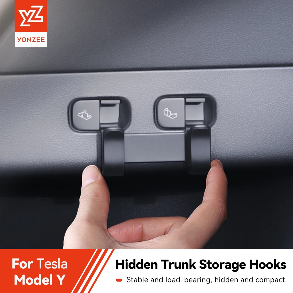 

YZ For Tesla Model Y Rear Trunk Hook Seat Button for Shopping Bag Holder Umbrella Hanger Storage Car Interior 2021-2024