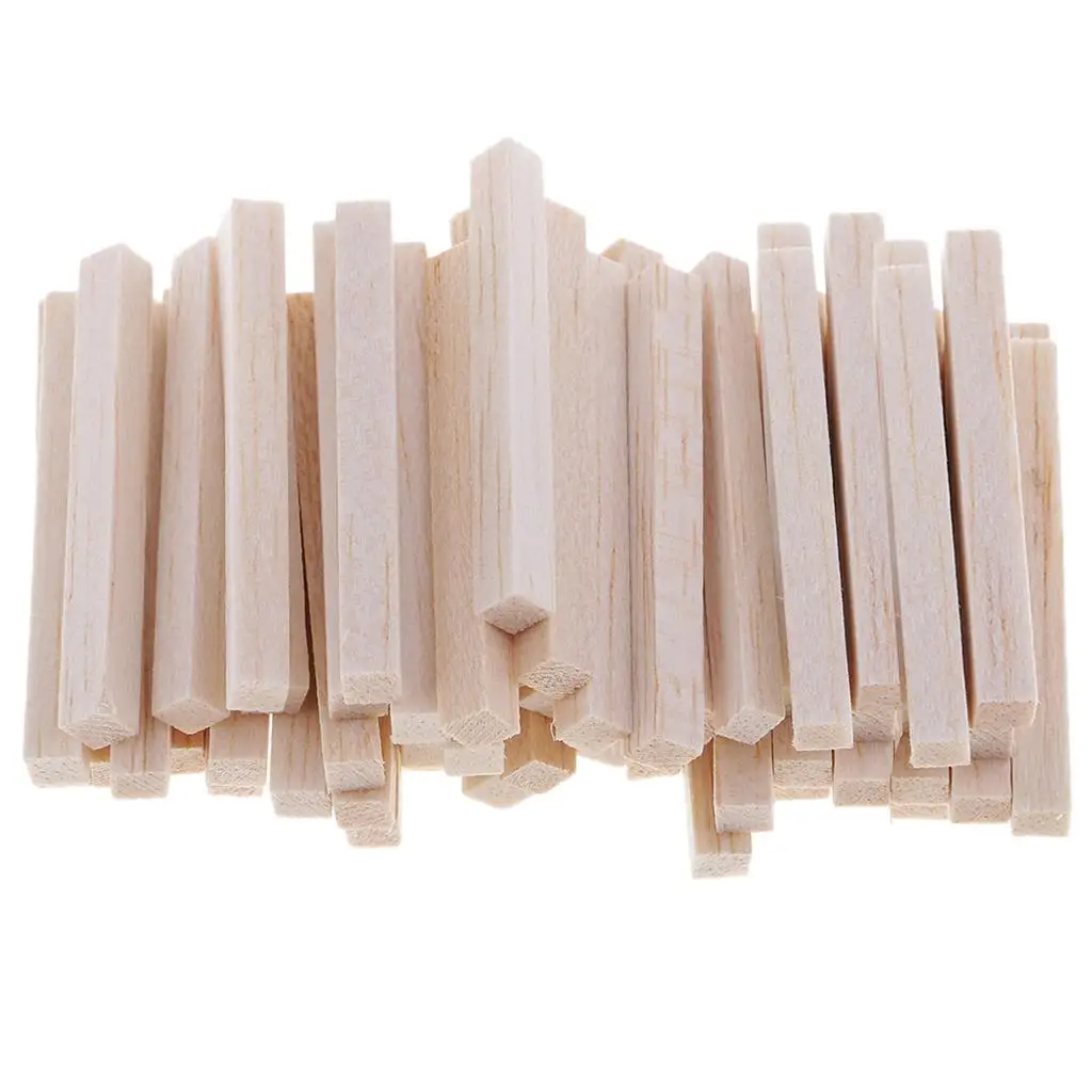 Palo de madera de Balsa sin terminar, bloques rectangulares de 5x5x50mm, 60 unidades