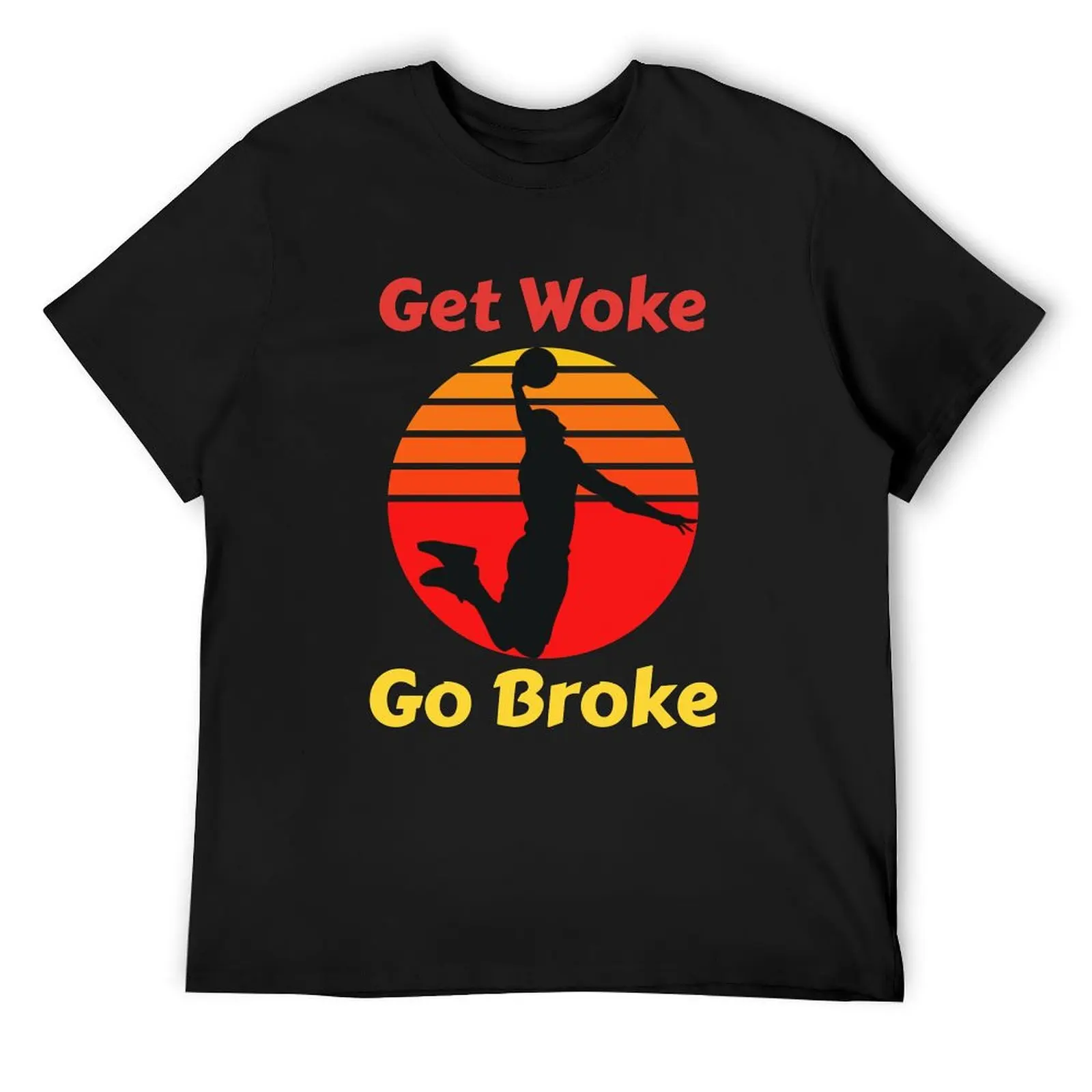 Get Woke Go Broke Retro Basketball Design T-Shirt custom shirt man t shirt cheap stuff oversized mens graphic t-shirts hip hop