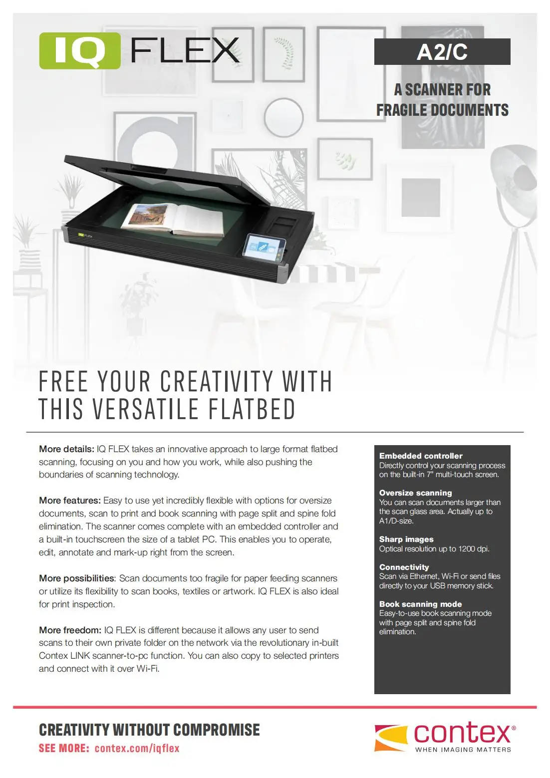 Contax IQ FLEX A2 Flatbed Scanner for High-definition Double-sided Scanning of Files, Documents, Books