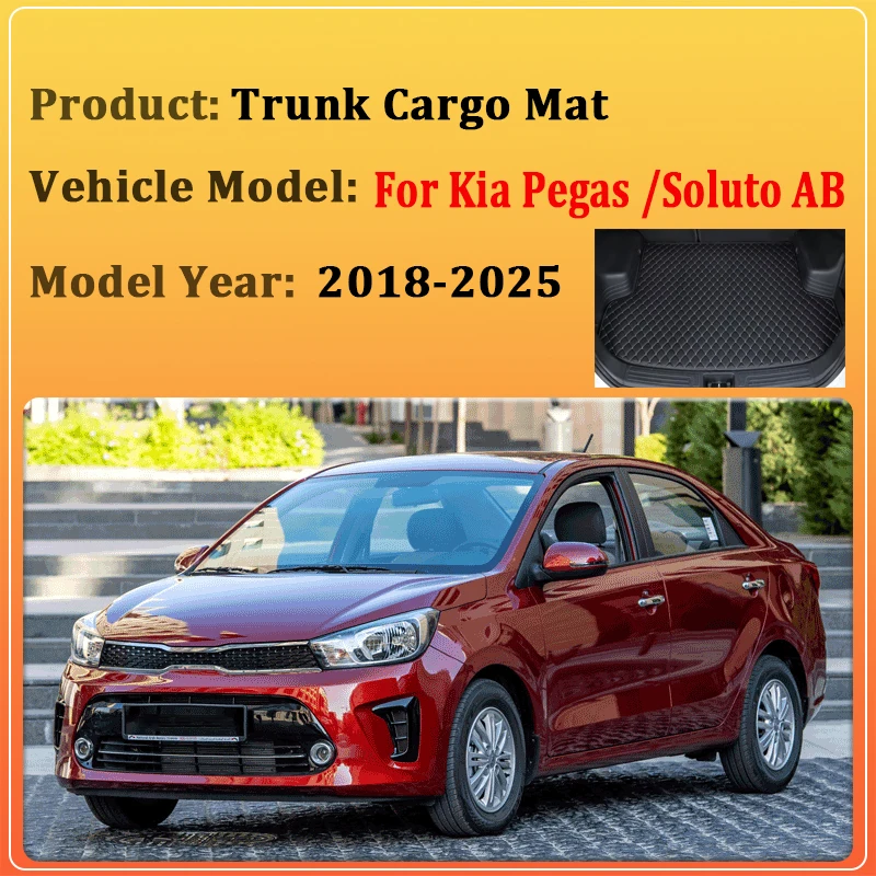 Car Rear Trunk Mats For Kia Pegas AB Accessories Soluto 2018-2025 2023 Anti-slip Trunk Mat Tray Storage Carpet Scratch Body Kits