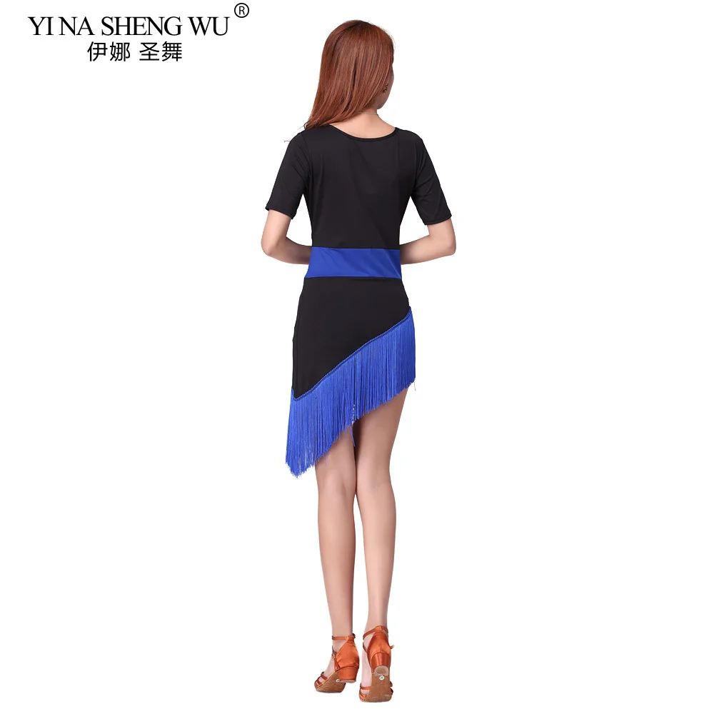 Jupe à franges de danse latine, vêtements de scène pour pratique de la danse latine, en Fiber de lait, à manches courtes, pour femmes adultes, nouvelle collection