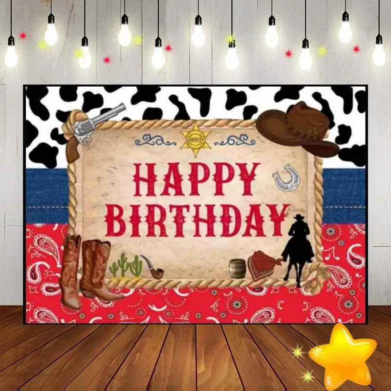 Western Scenic Beautiful American Far West Cowboy City Town Background Photography Backdrops Party Custom Birthday Backdrop