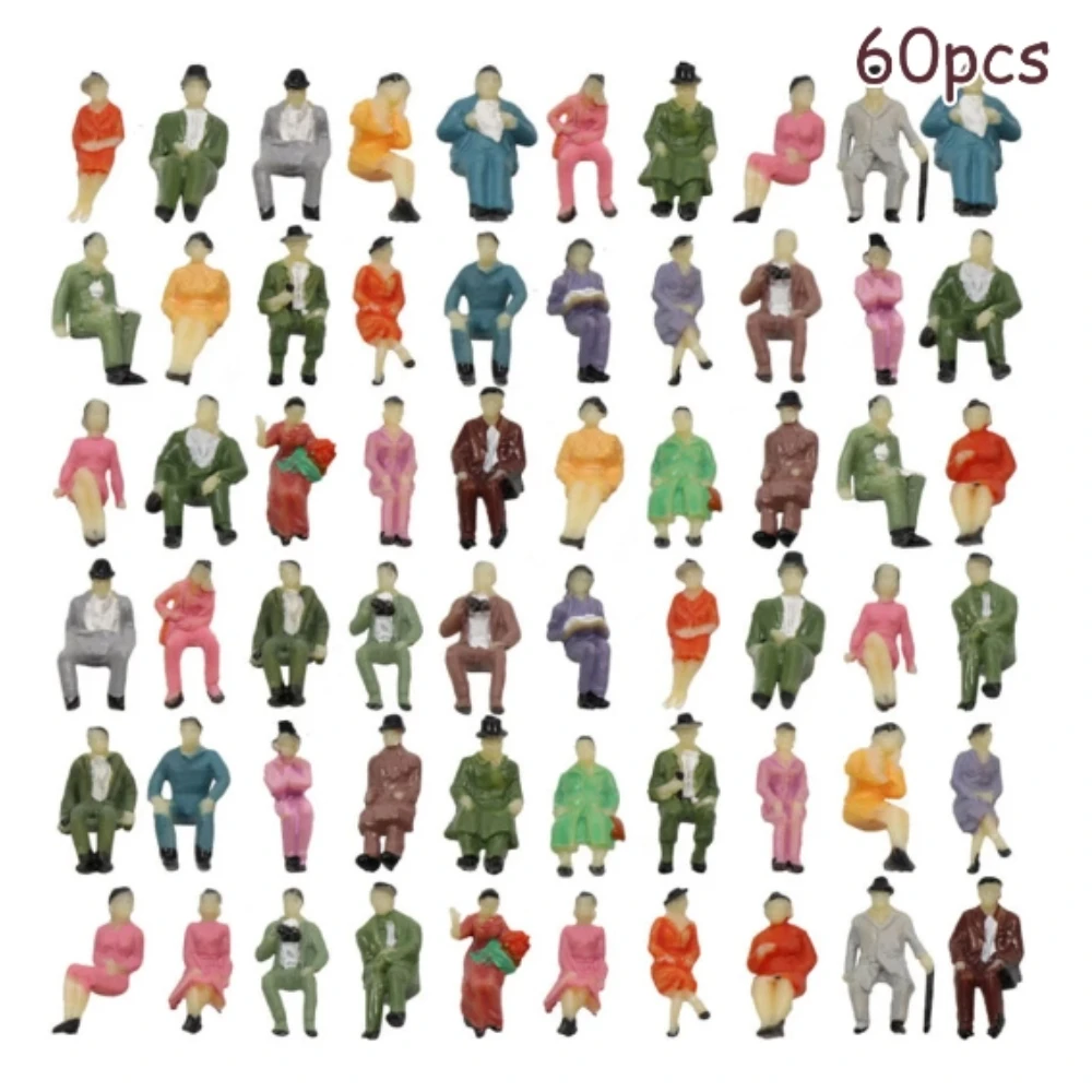 60pcs HO Scale 1:87 All Seated Passenger People Sitting Figures 30 Different Poses Model Train Layout P8711 Garden Decoration