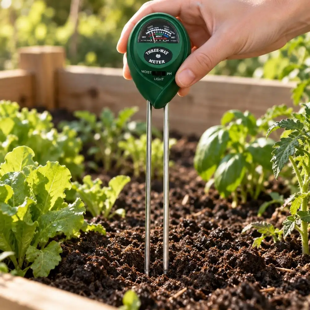 3 in 1 Soil PH Meter Sunlight PH Tester Garden Flowers Soil Moisture Sensor Meter Plants Acidity Humidity PH Monitor Detector