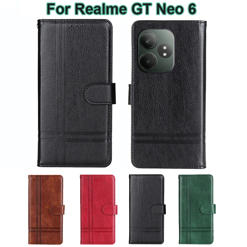 

чехол на Realme GT Neo 6 Case Original Leather Coque Phone Cover For Fundas Realme GT Neo 6 SE RMX3850 Etui Realme GT Neo6 Capas