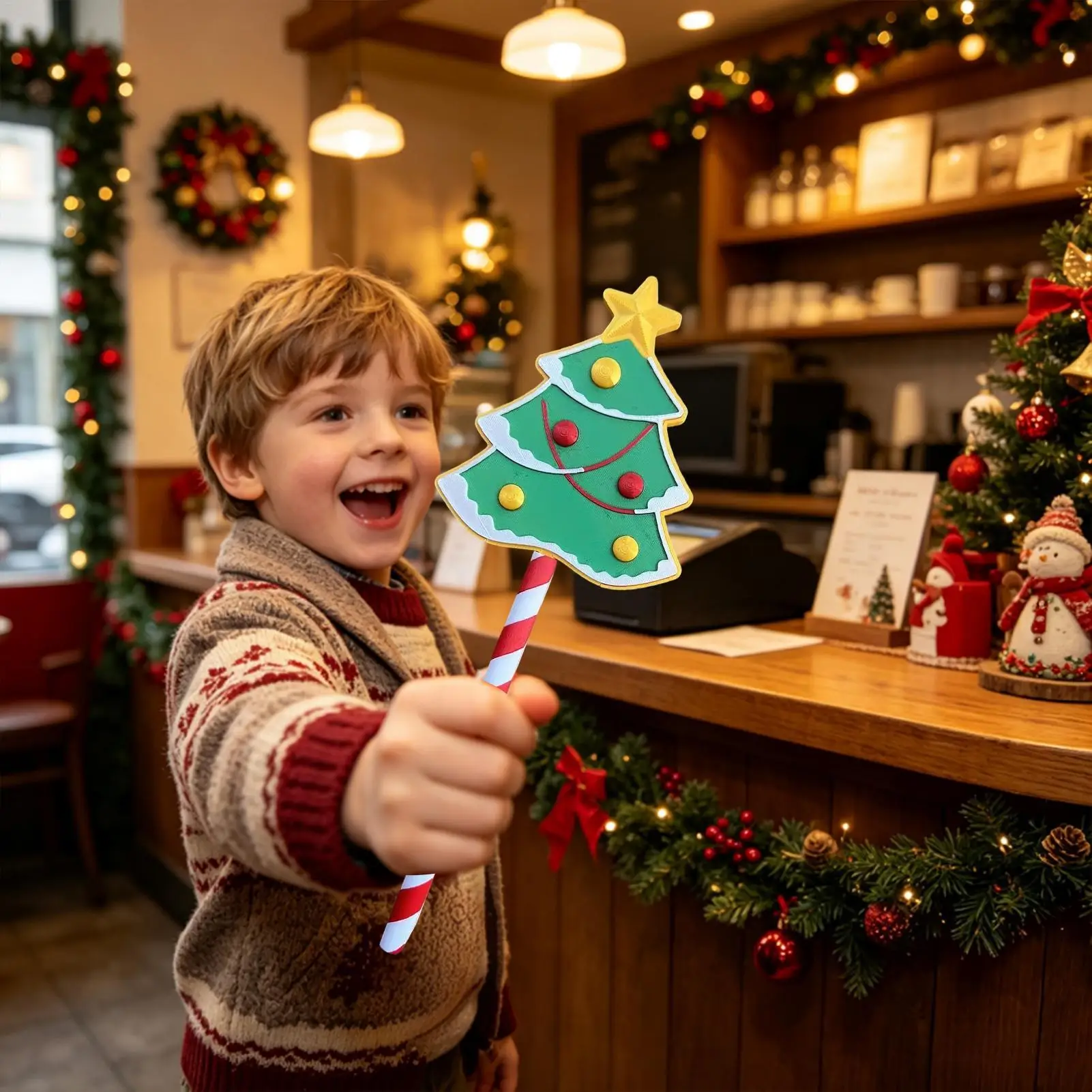 Contactless Payment Stick Christmas Tree Holder for Cafe Checkout Travel Storage Office Event Shopping Holiday Gift