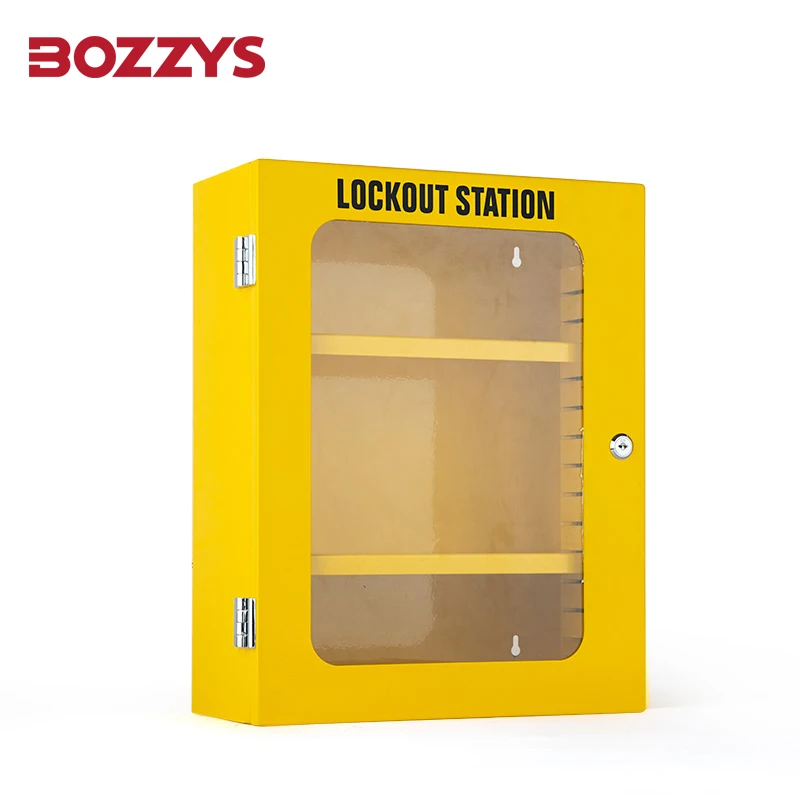 BOZZYS Lockout Management Station with Two Mobile Division Plates LOTO Padlock Box