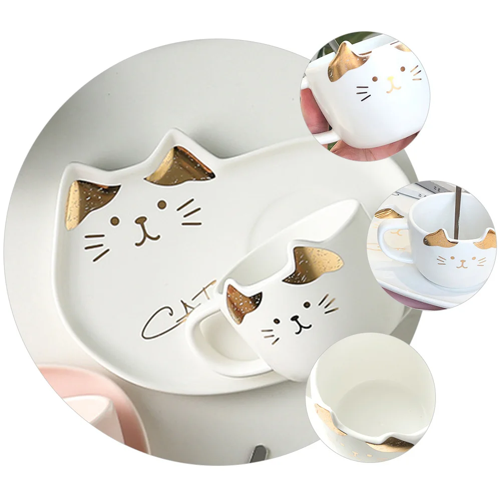 

1Set Gold Trim Ceramic Coffee Cup Saucer Set Fashion Water Cup for Home Office Cafe Tea Milk Drink Ceramics Mug