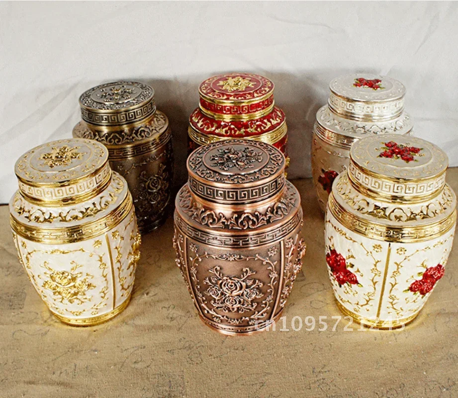 Rose ดอกไม้สัตว์เลี้ยง Memorial Keepsake โลหะ Urns สัตว์เลี้ยง Urns อนุสรณ์ Casket Urns ขี้เถ้างานศพลูกสุนัขมนุษย์ Funerary กล่อง