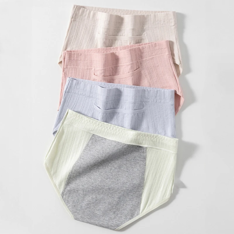 4Pcs Women Menstrual Panties Physiological Pants Leak Proof Underwear Soft Ladies Period Panty Breathable Cotton Girls Briefs