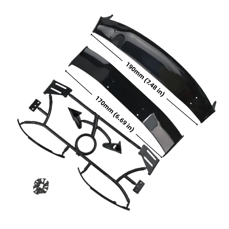 Esparcidor de ala trasera de plástico para coche teledirigido, espejos retrovisores laterales, limpiaparabrisas, derrape en carretera, modelo de turismo, Hobby, escala 1/10