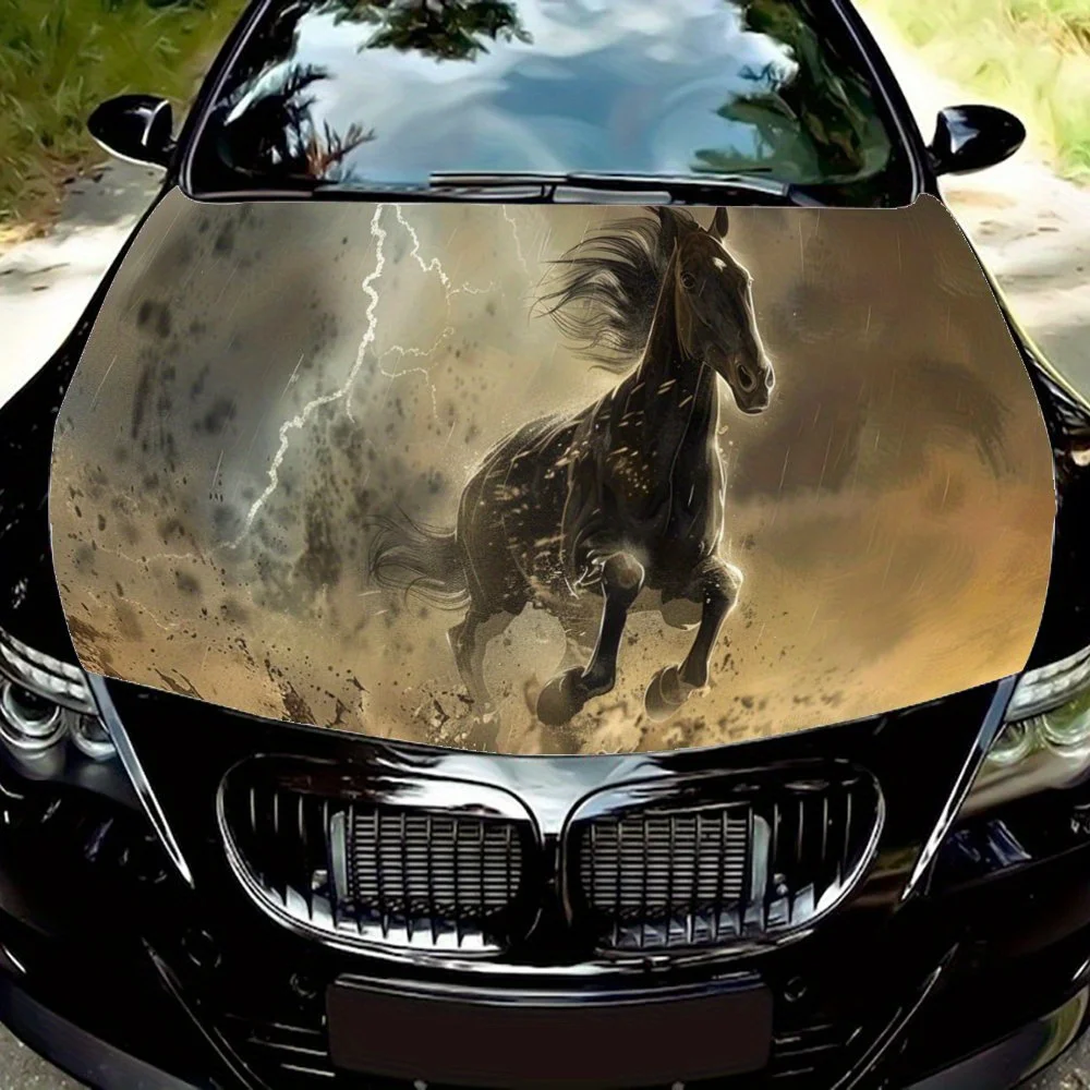

Horse Running Wildly Under Lightning Car Hood Wrap Color Vinyl Sticker Truck Graphic Bonnet Auto Accessories Decor Decal Gift