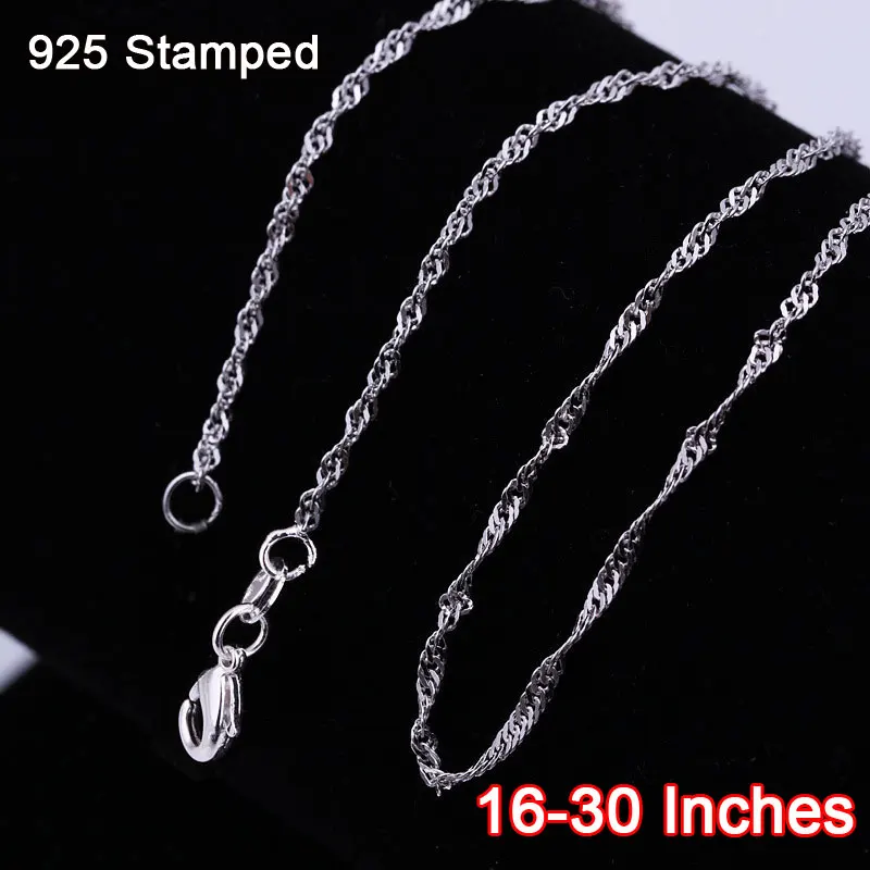 Low Whoelsale 16-30 Inch 20PCS Singapore Water Wave Silver Necklace Chains Pure 925 Silver  Findings Jewelry Accessories