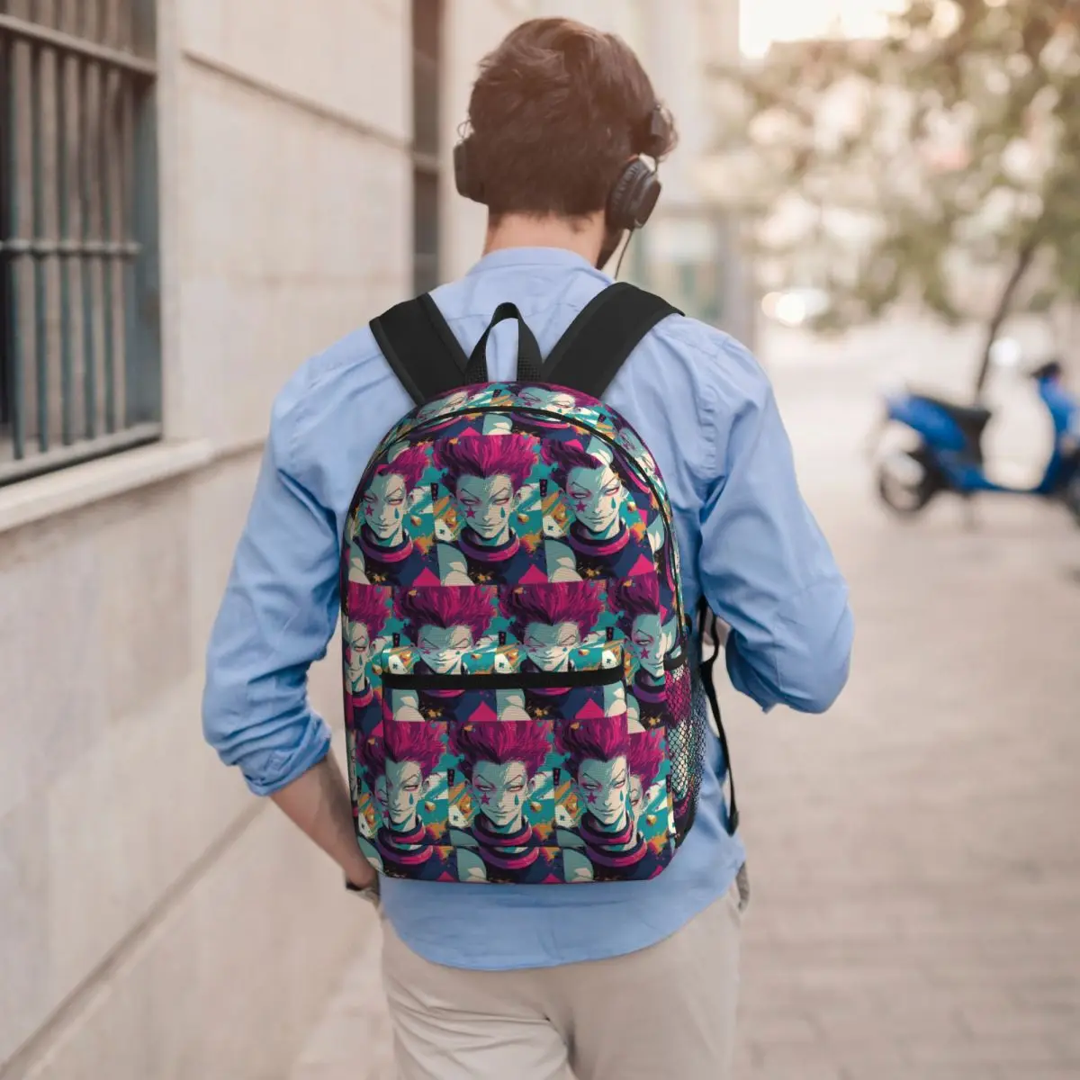 Anime Hisoka Hunter X Hunter Magical Joker Student Backpack School Bag Hiking Travel Daypack for Men Women Bookbag Shoulder Bags