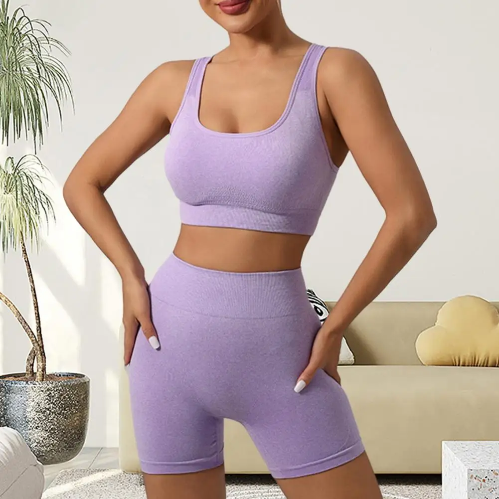 2Pcs/Set Yoga Bra Shorts Set Women Sports Suit Yoga Outfit Set with High Waist Leggings Sports Bra for Women Fitness